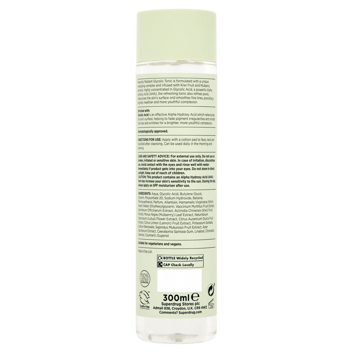 Superdrug Naturally Radiant Treatment Toner 5% Glycolic Acid 300ml 300ml