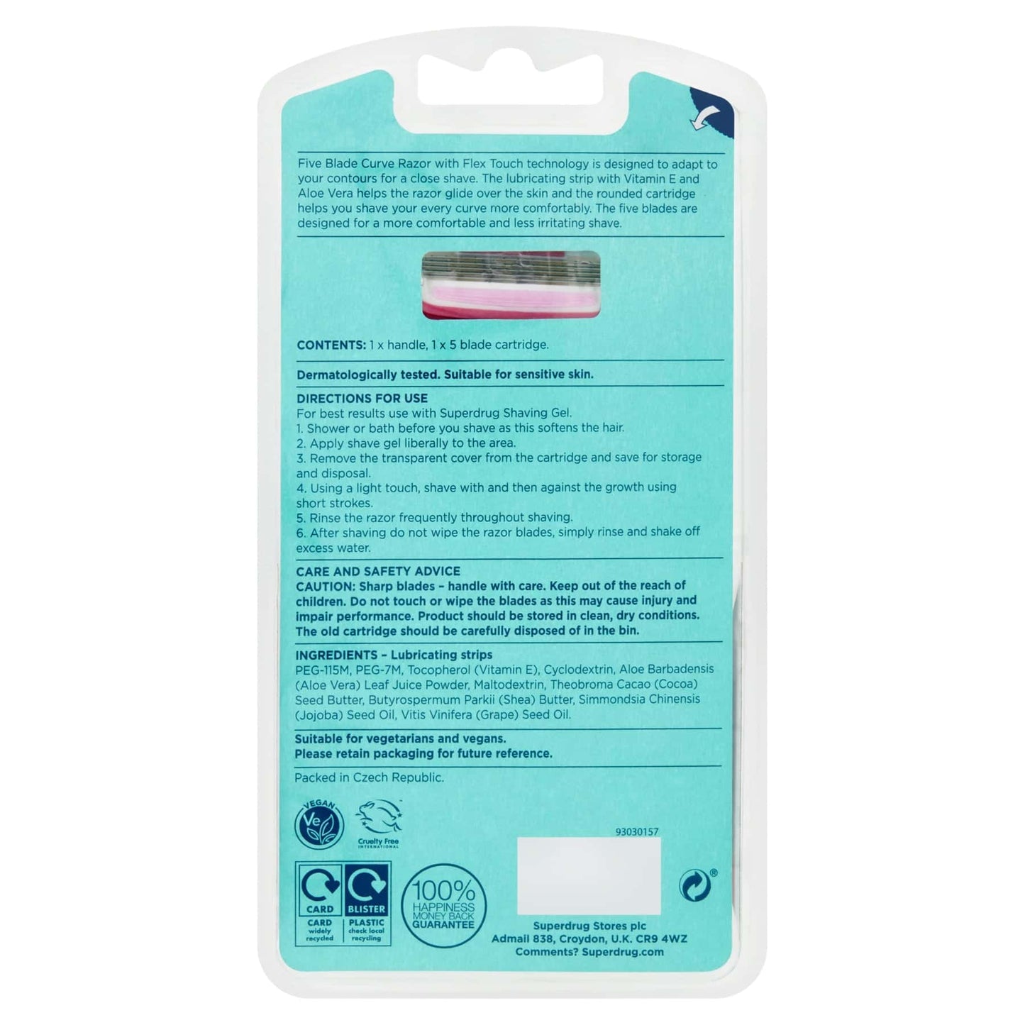 Superdrug 5 Blade Curve Women's Razor Vitamin E 1pc 1pc