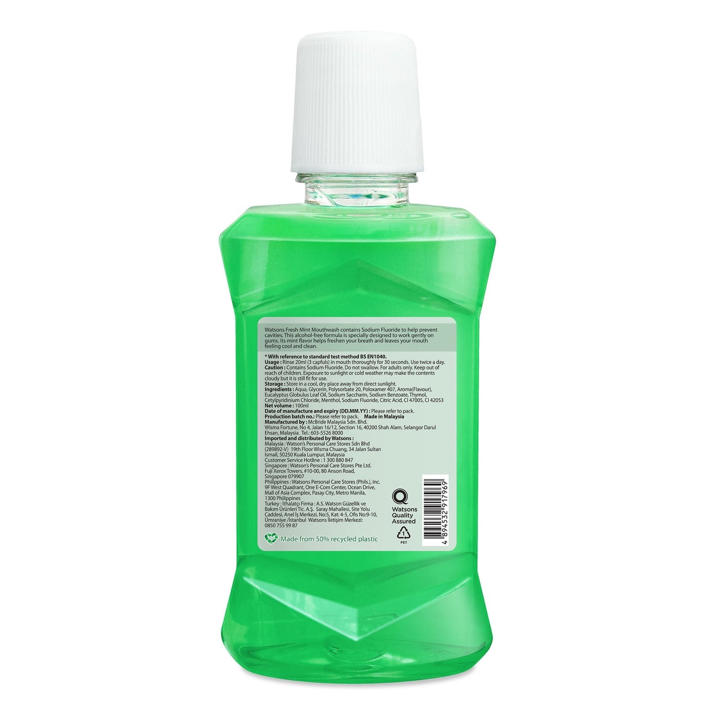 Watsons Fresh Mint Mouthwash 100ml