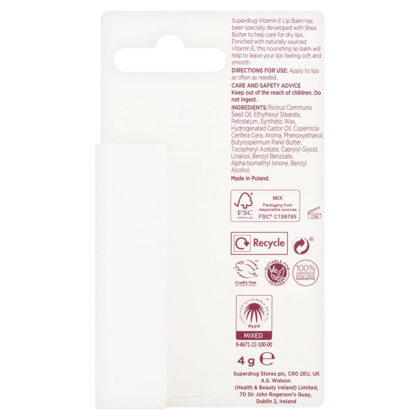 Superdrug Vitamin E Lip Balm