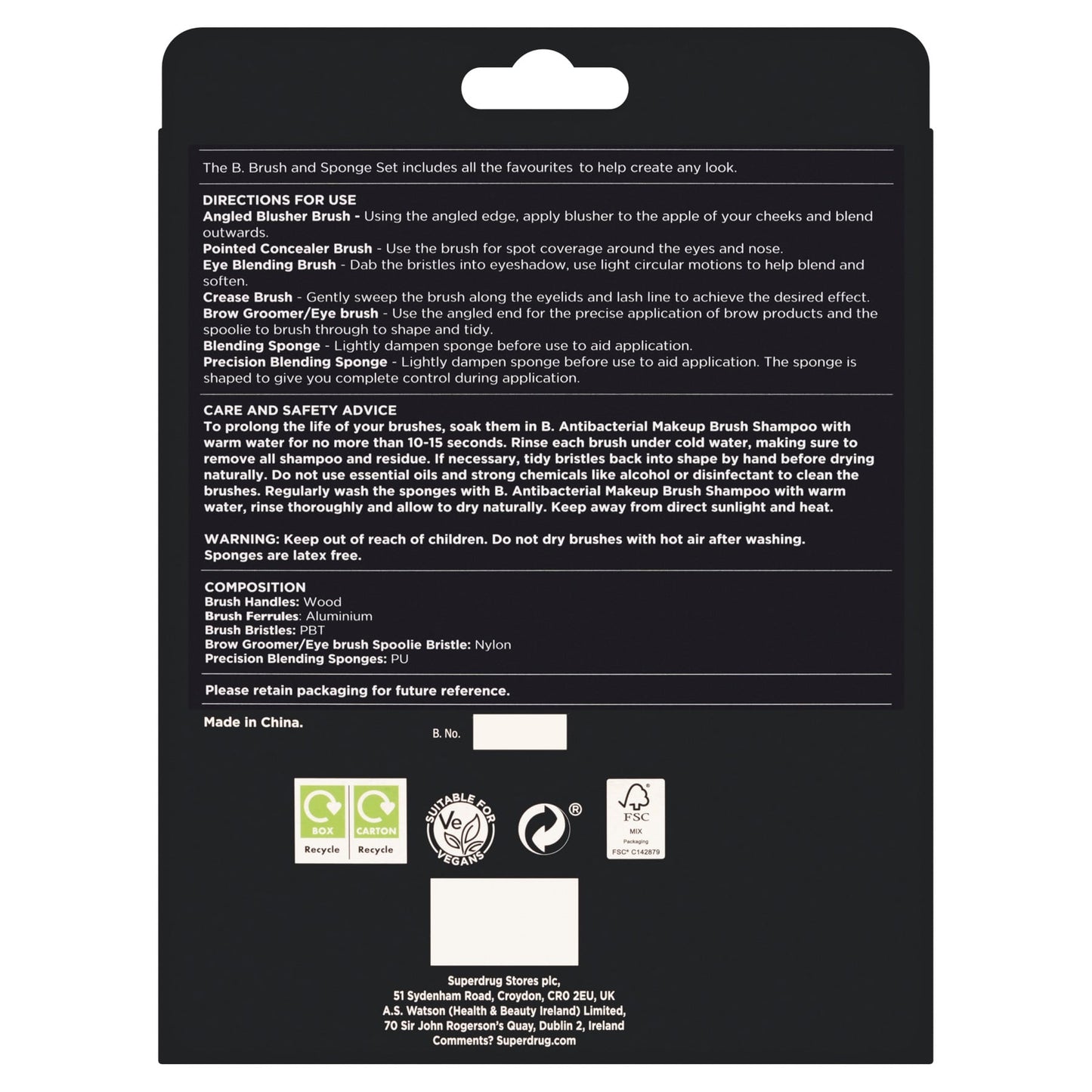 Superdrug B. 7pc Brush & Sponge Set