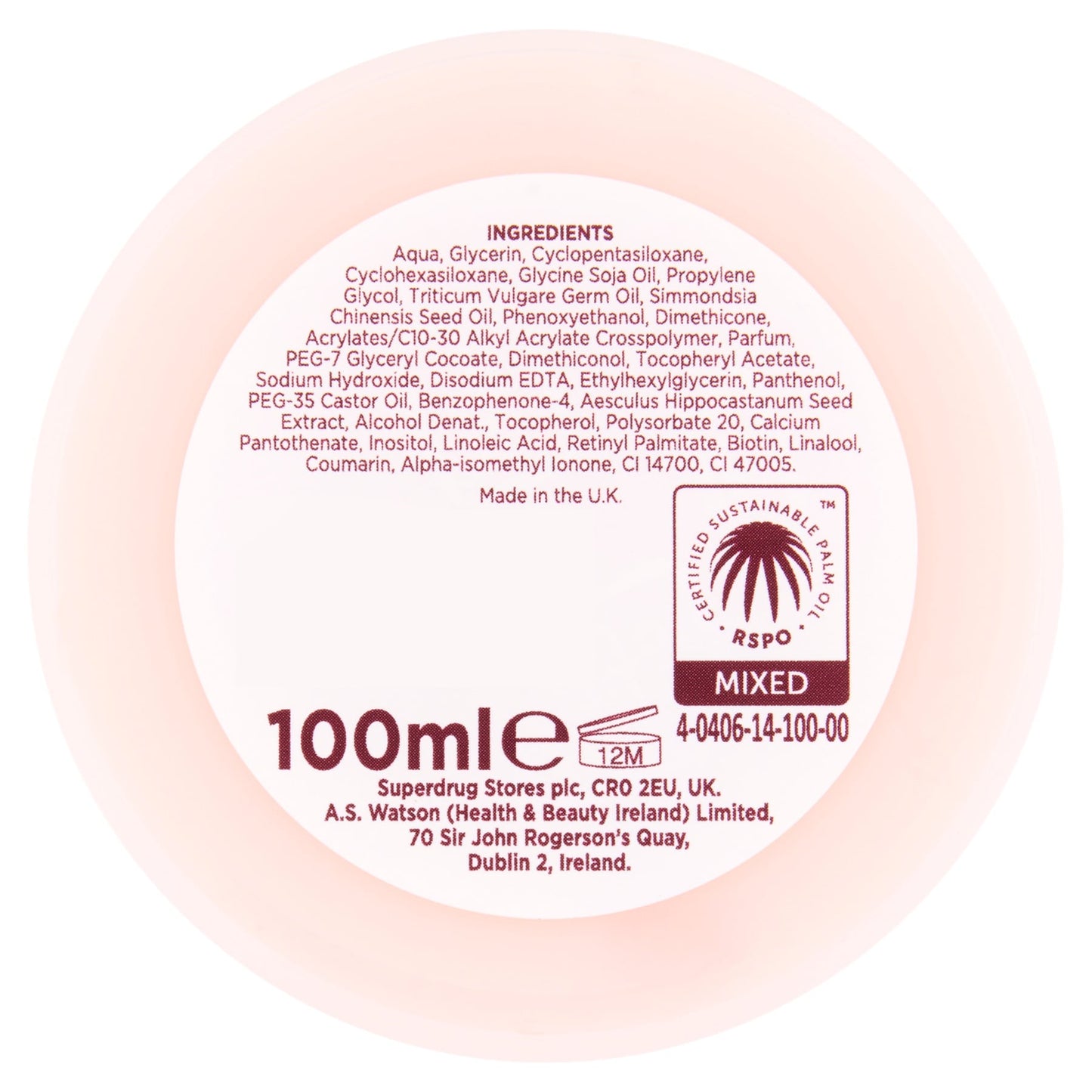 Superdrug Vitamin E Leave on Mask Rspo