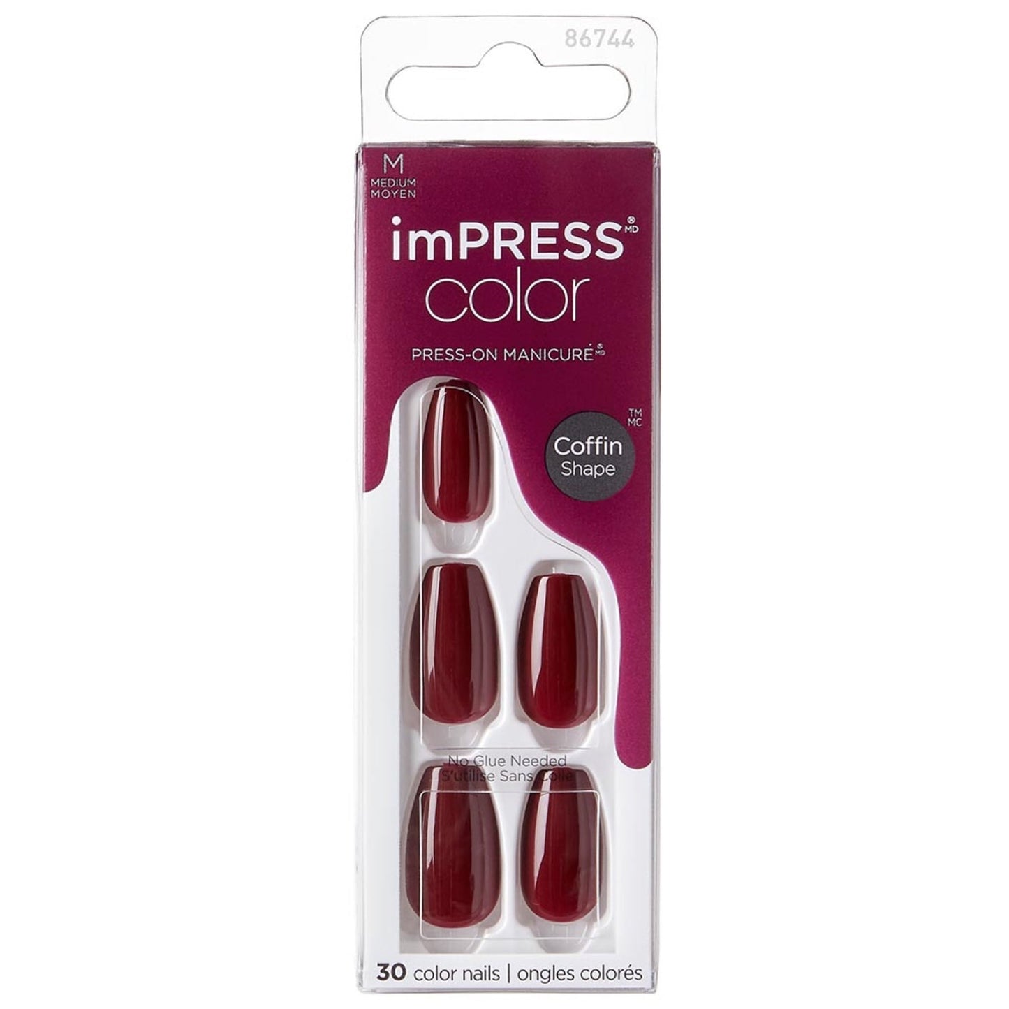 Kiss Impress Color Medium Coffin Shape Nails 30's - Winery in Nyc