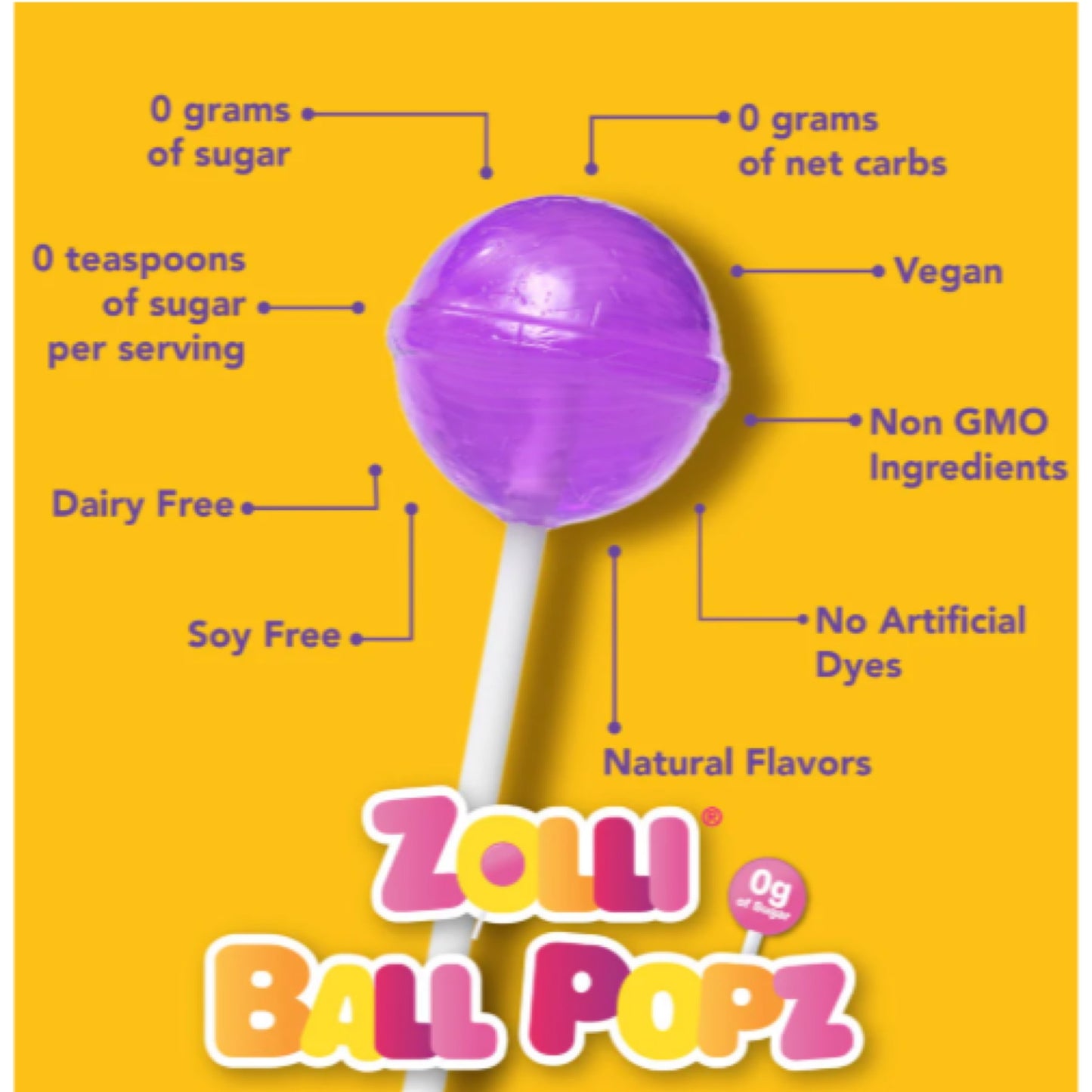 Zollipops Sugar Free Ball Pops Assorted Fruit