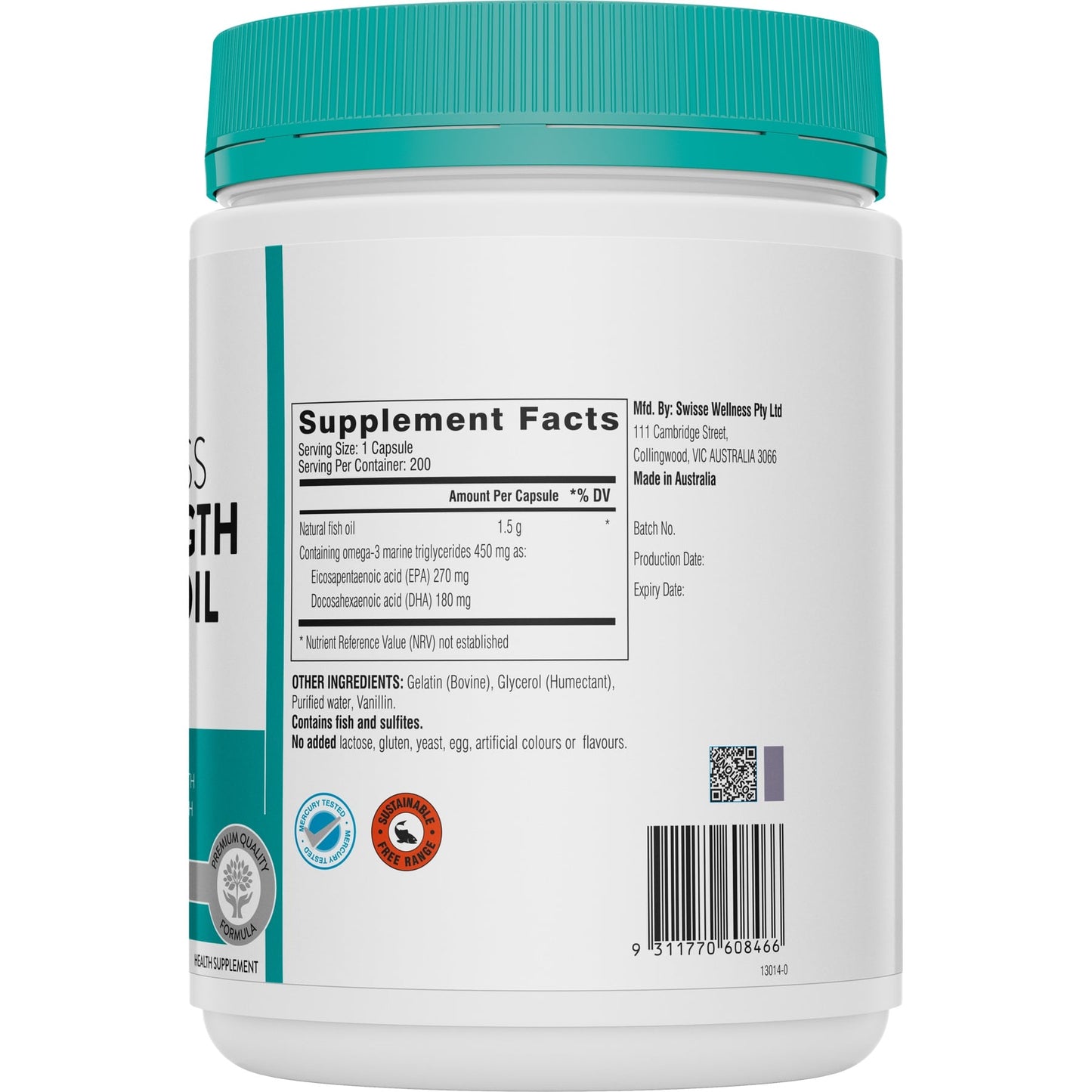 Swisse Ub Odourless Hs Wild Fish Oil 1500mg 200 Cap