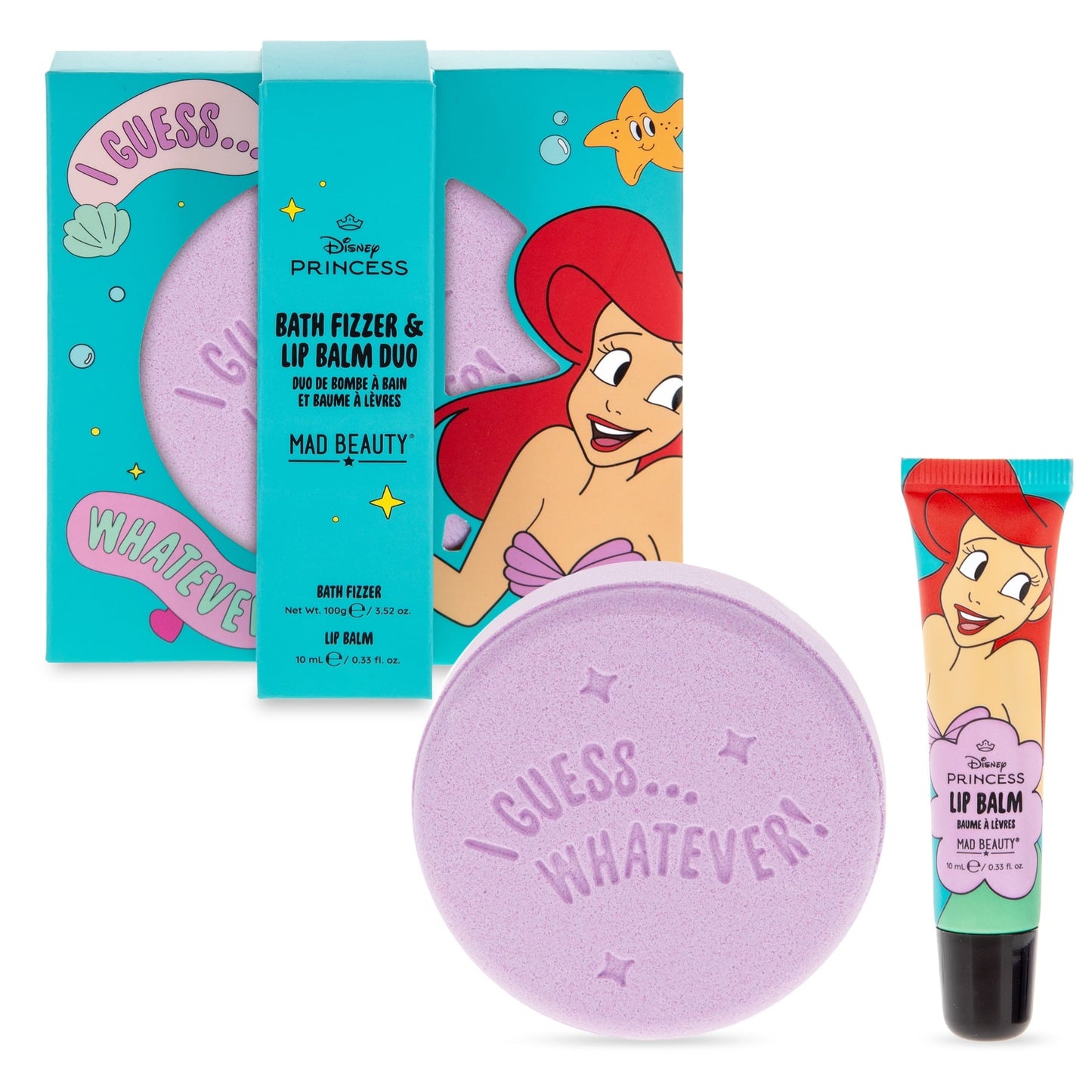 Mad Beauty Disney Princess Express Yourself - Bath Fizzer & Lip Balm Set Ariel