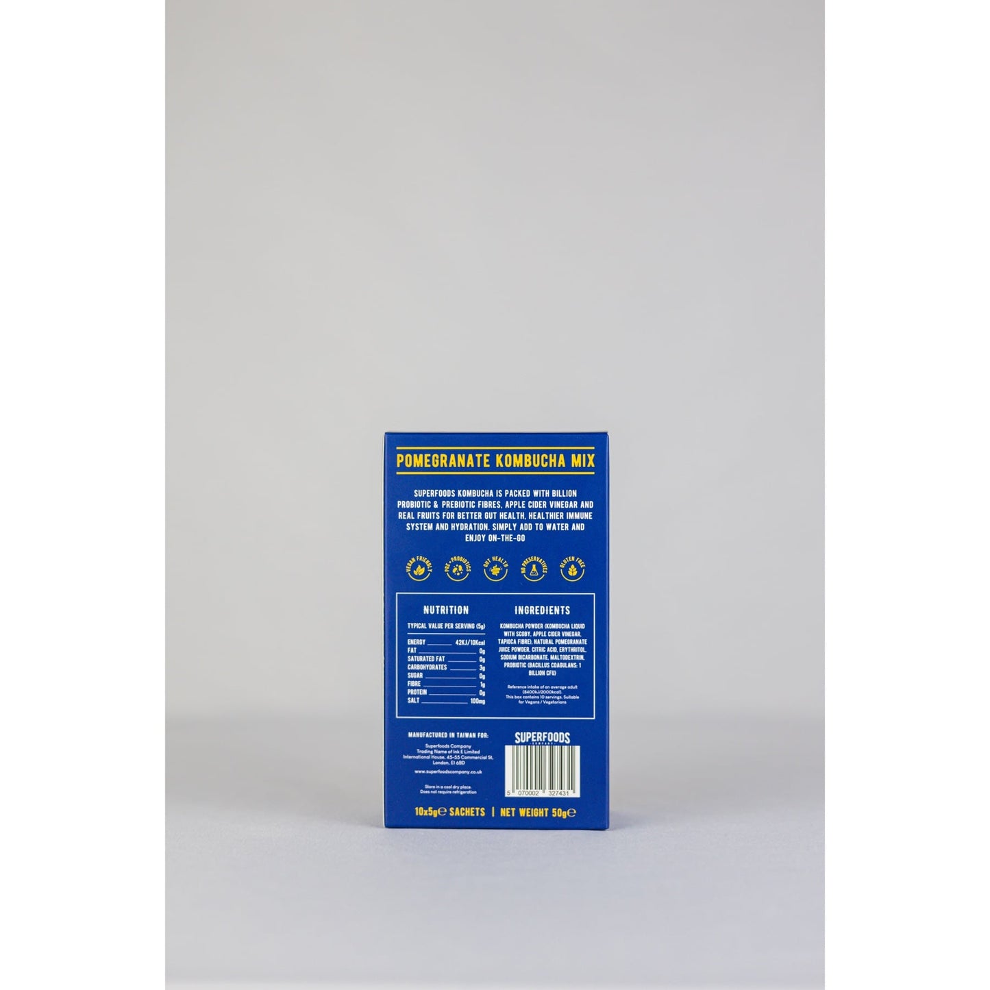 Superfoods Instant kombucha Box Pomegranate Flavour 10 Sachets 50g