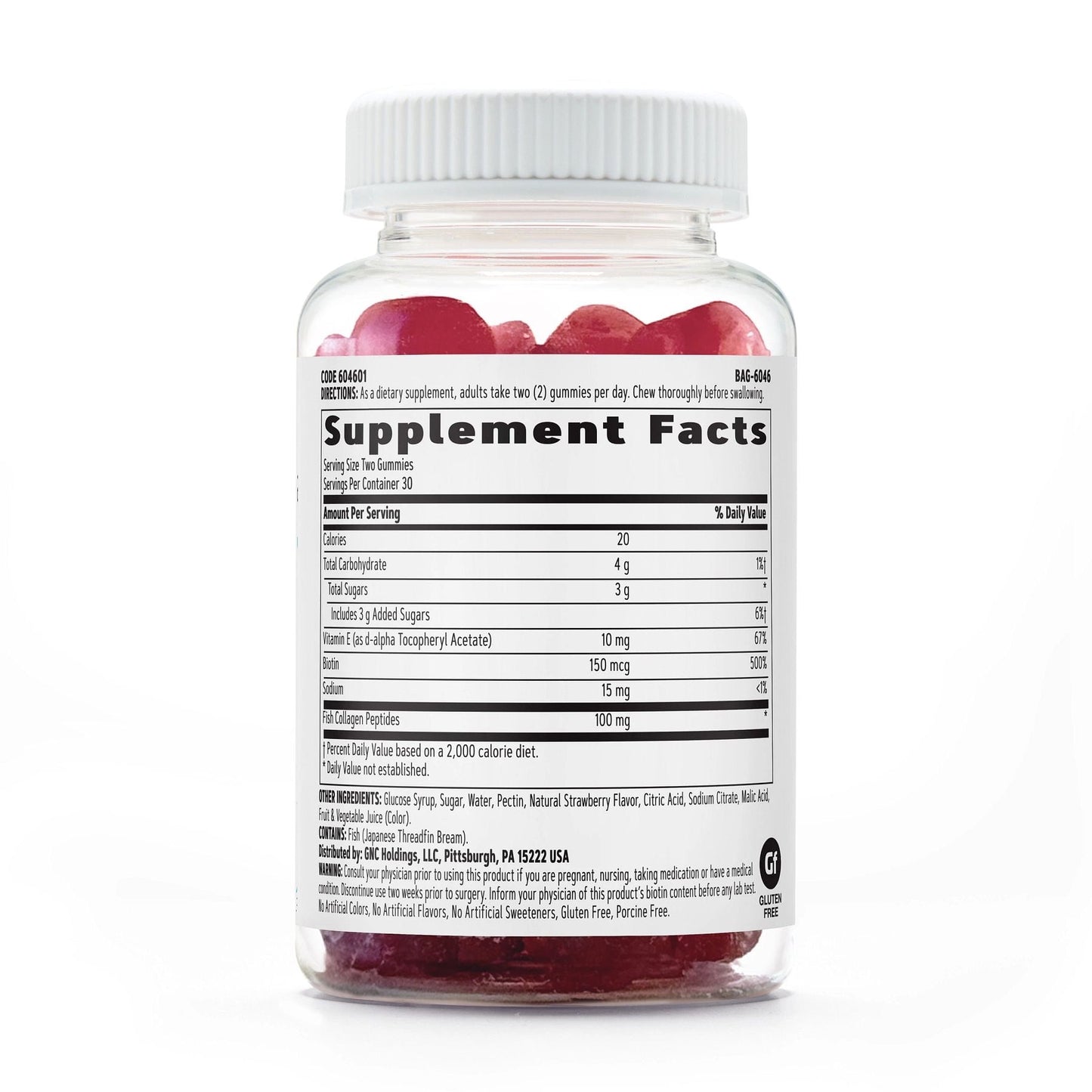 GNC Women's Hair, Skin & Nails Gummy Strawberry 60 Gummies