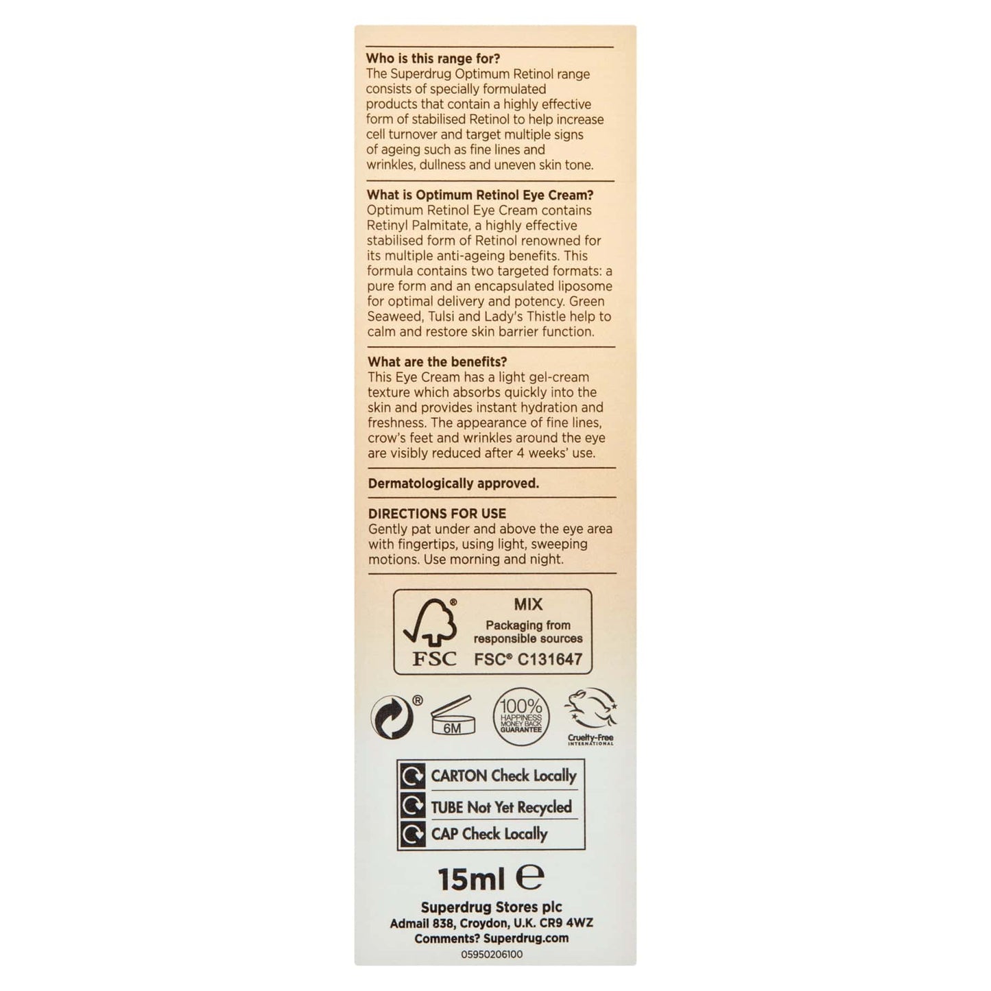 Retinol Firming Anti-Ageing Eye Cream 15ml 15ml