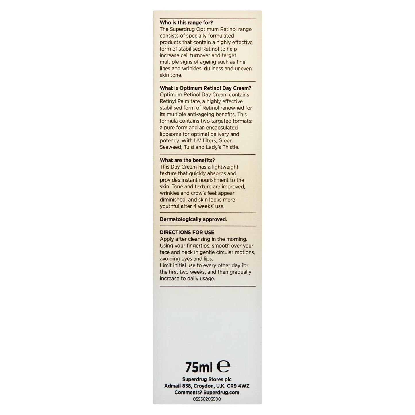Optimum Anti-Wrinkle Anti-Ageing Day Cream Retinol 75ml 75ml
