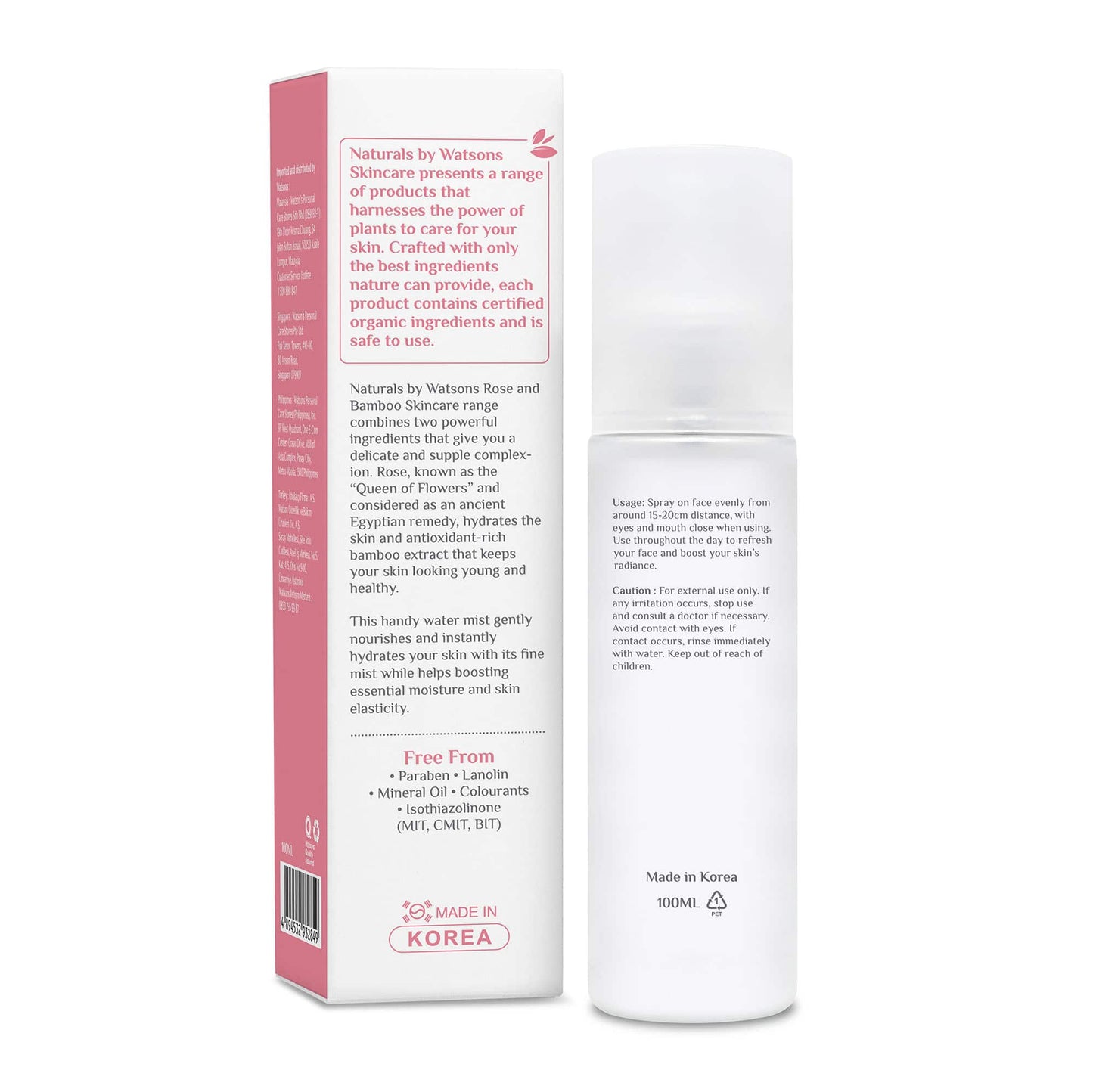 Hydrating Water Face Mist Spray Rose & Bamboo 100ml 100ml
