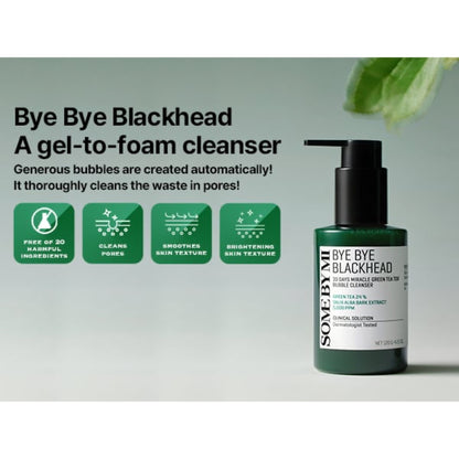 Some By Mi Bye Bye Blackhead 30 Days Miracle Exfoliating Bubble Foam Cleanser Green Tea Tox 120g