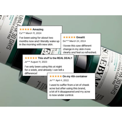 Some By Mi 30 Days Miracle Truecica Exfoliating Clear Pad Acne Treatment Wipes AHA-BHA-PHA 70pcs