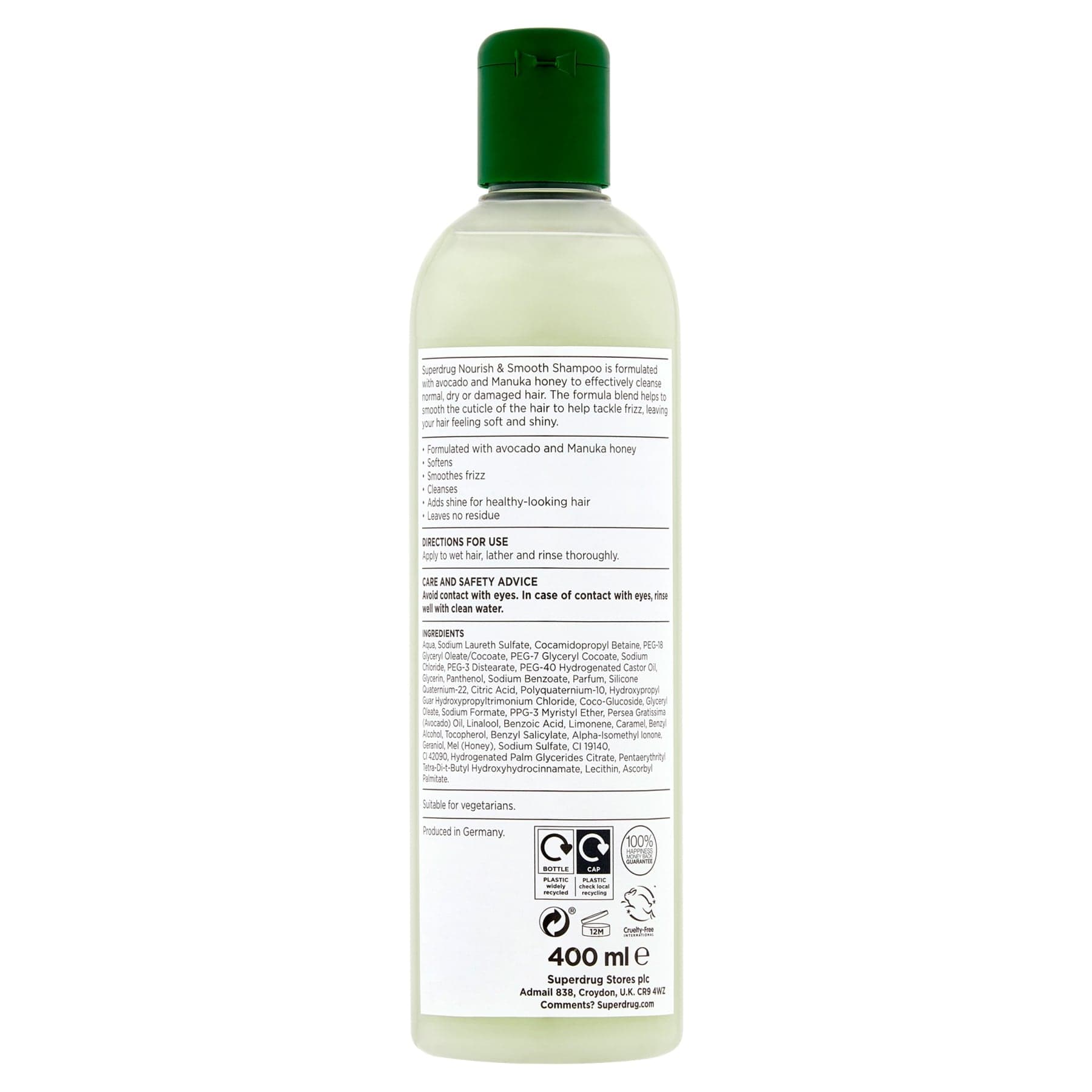 Superdrug Nourish & Smooth Shampoo Avocado & Manuka Honey 400ml 400ml