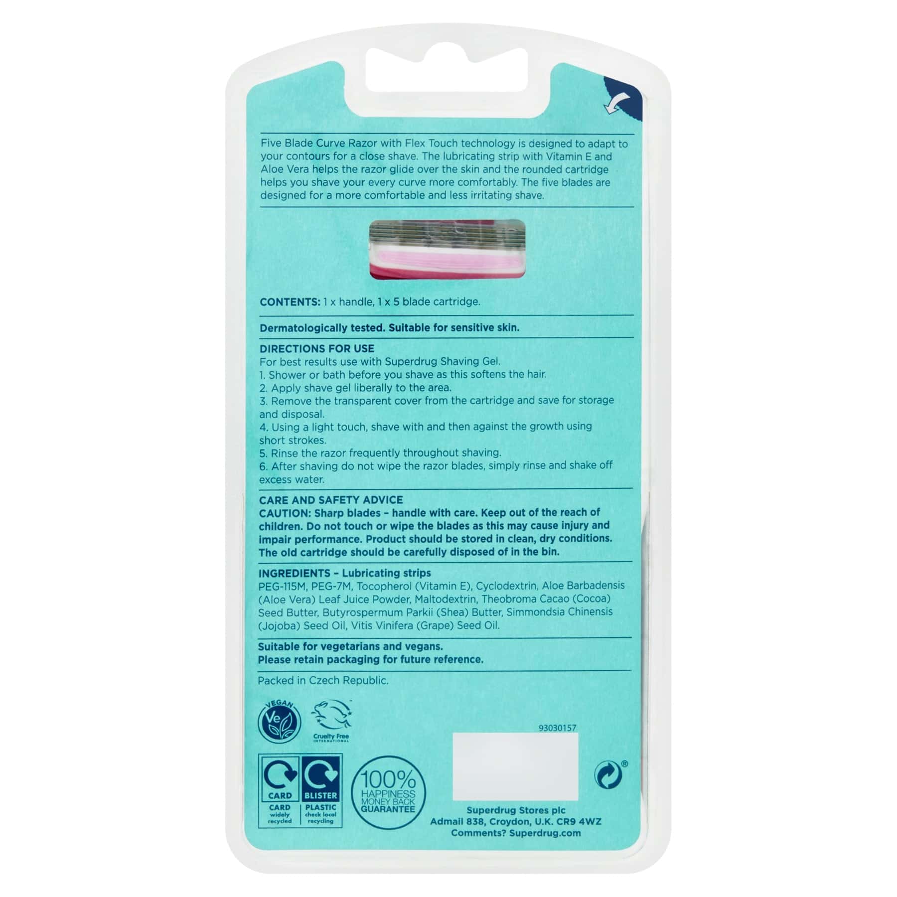 Superdrug 5 Blade Curve Women's Razor Vitamin E 1pc 1pc