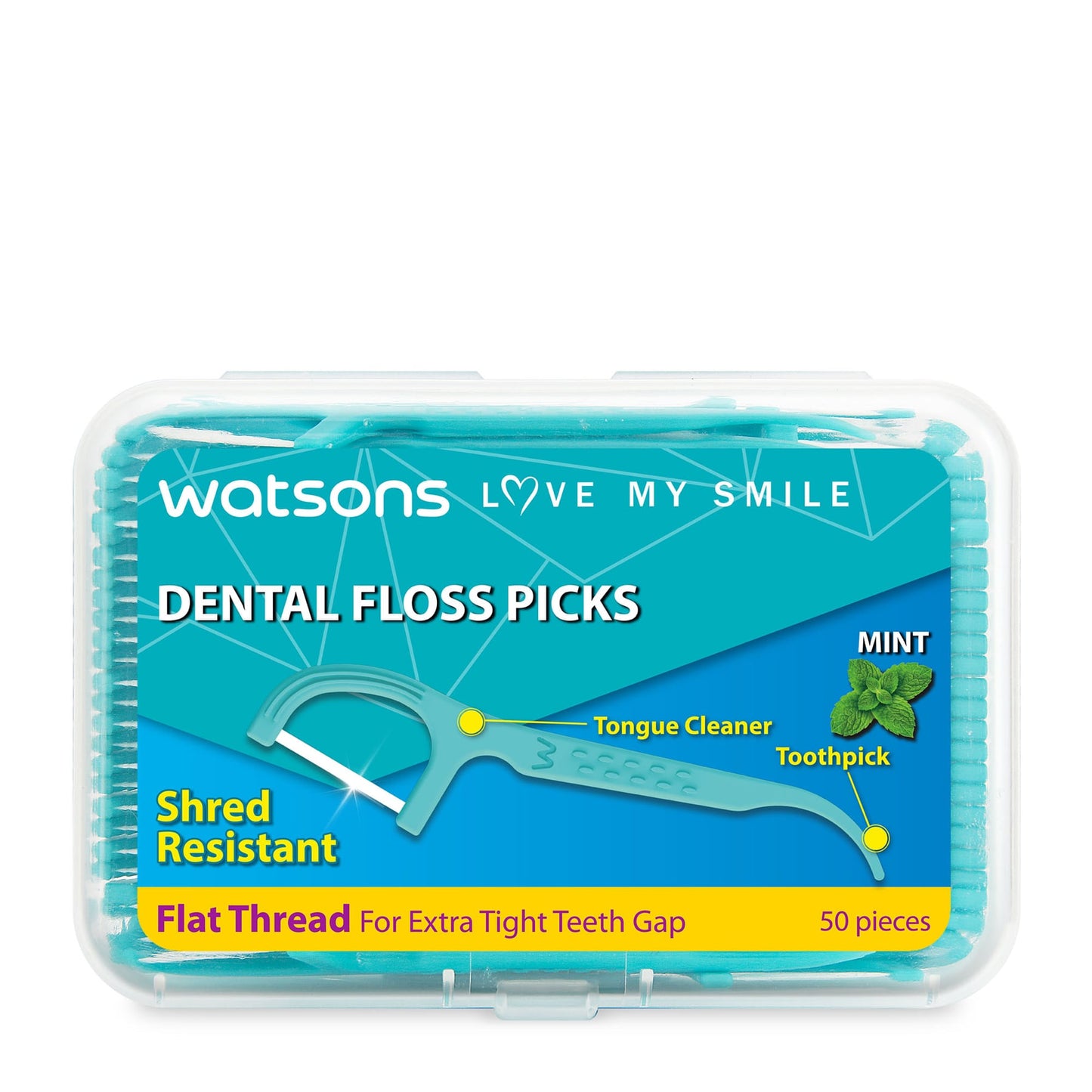 Mint Flat Thread Dental Floss Picks 50s X 3 Boxes 3X50pcs