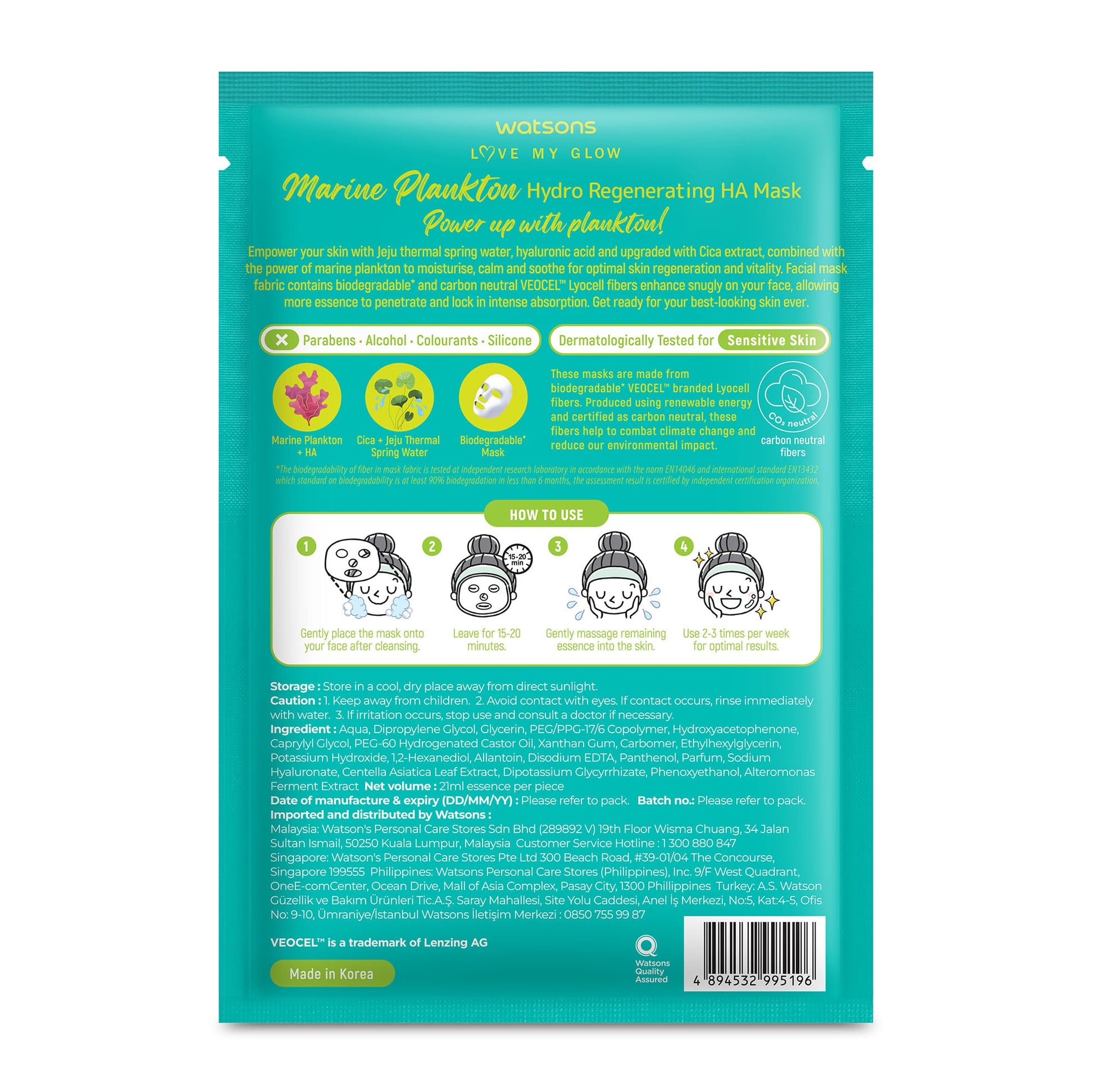 Marine Plankton Hydro Regenerating HA Mask 1pc