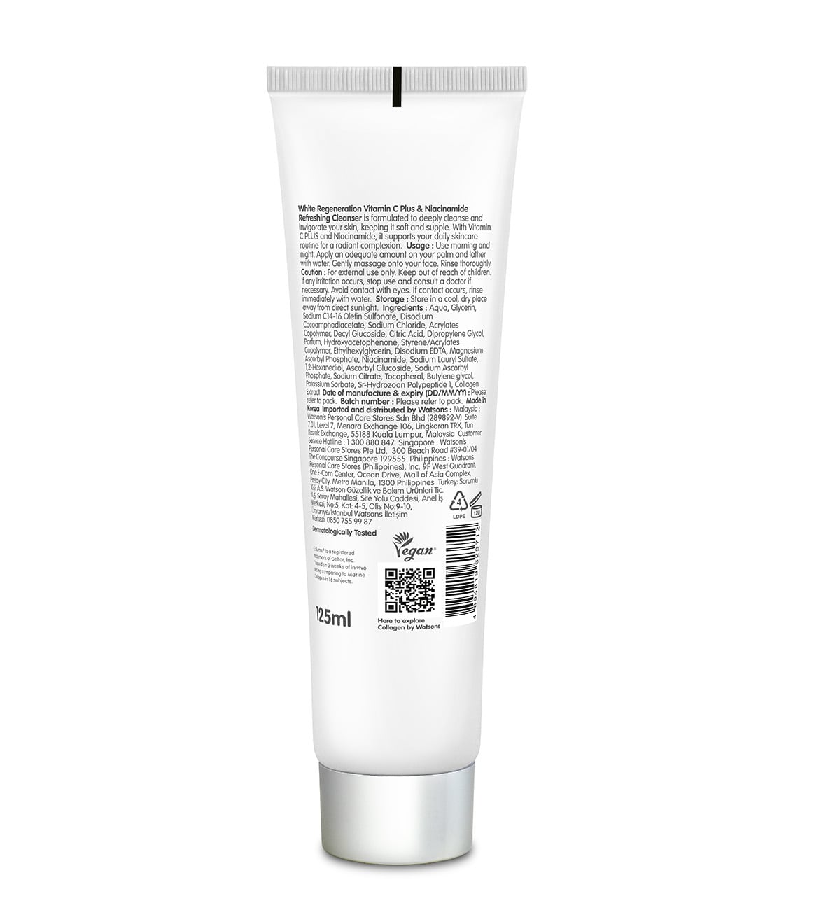 Collagen By Watsons White Regeneration Refreshing Cleanser 125ml