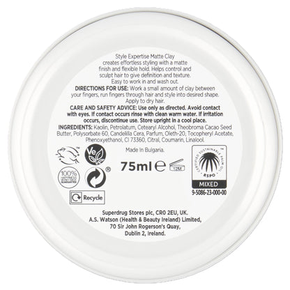 Superdrug Style Expertise Matte Clay 75ml