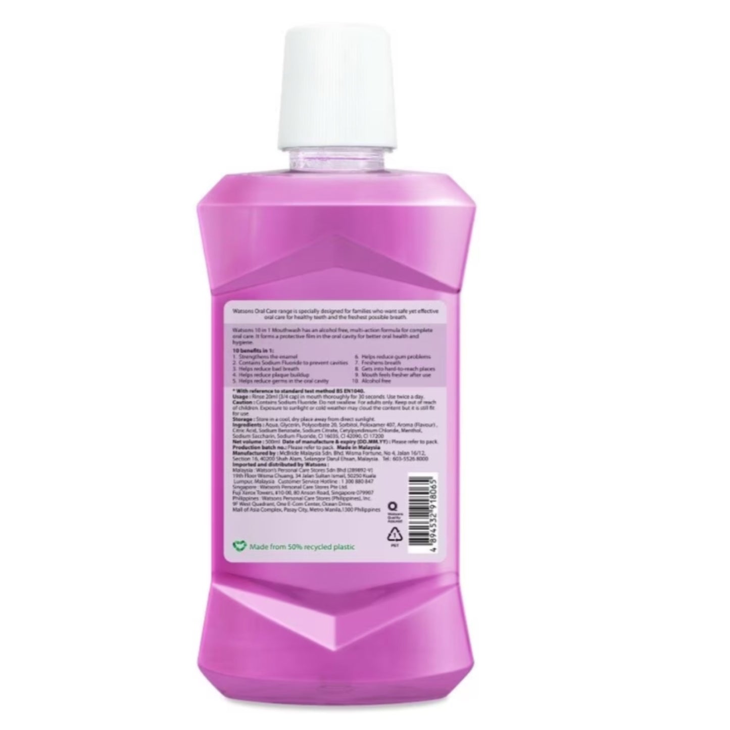 Watsons 10 in 1 Mouthwash 500ml
