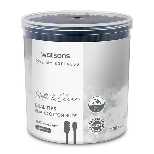 Watsons Paper Shaft Dual Tips Black Cotton Buds 200pcs