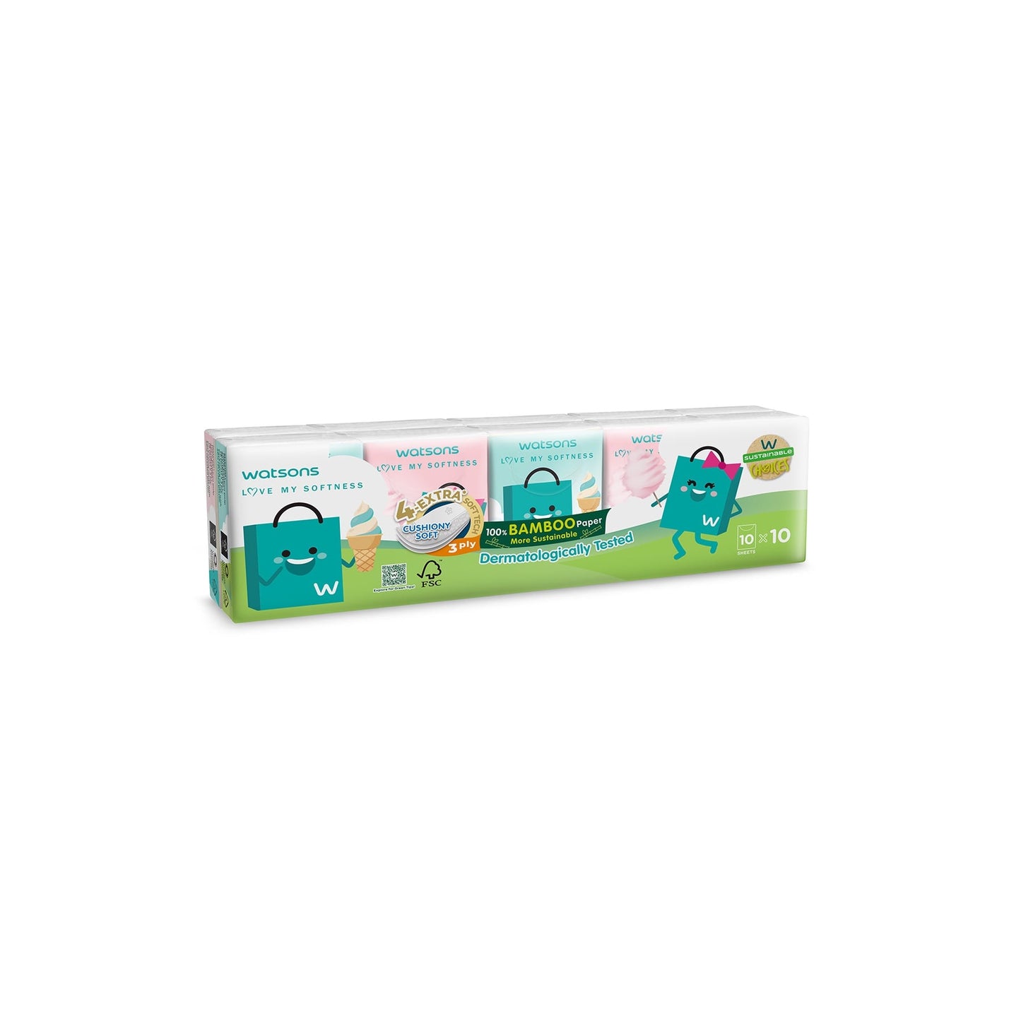 Watsons Watsbag Velvet Mini Hankies 3ply x 10sheets