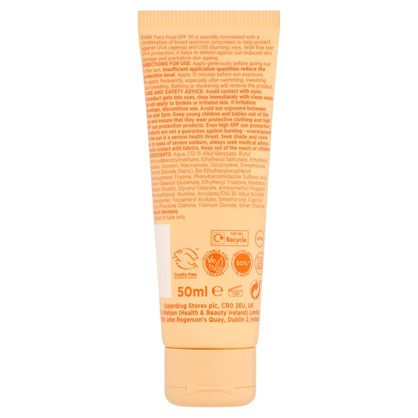 Superdrug Solait Face Fluid Spf50 50ml 833850