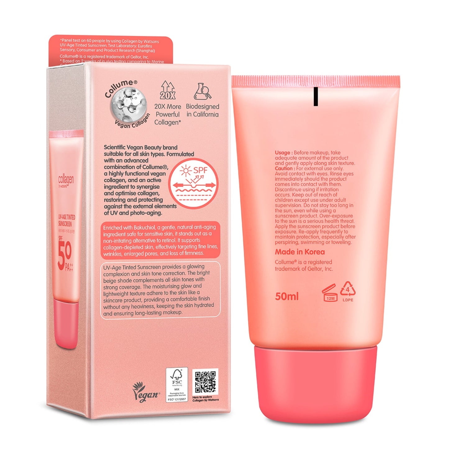 Collagen by Watsons UV-Age Tinted Sunscreen SPF 50 PA++++ 50ml