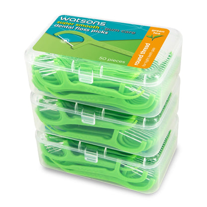 Watsons Super Smooth Green Tea Round Thread Dental Floss Picks