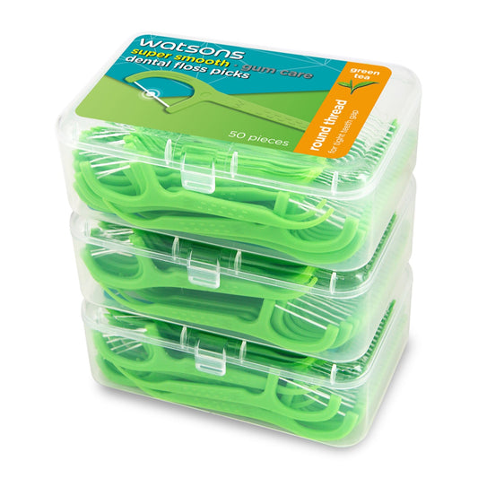 Watsons Super Smooth Green Tea Round Thread Dental Floss Picks