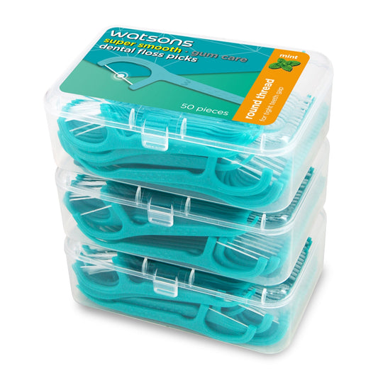 Watsons Super Smooth Mint Round Thread Dental Floss Picks