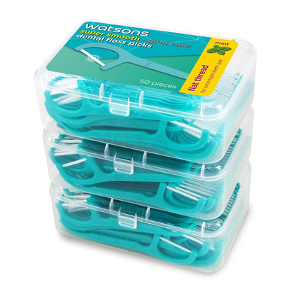 Watsons Super Smooth Mint Flat Thread Dental Floss Picks