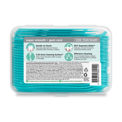 Watsons Super Smooth Mint Flat Thread Dental Floss Picks