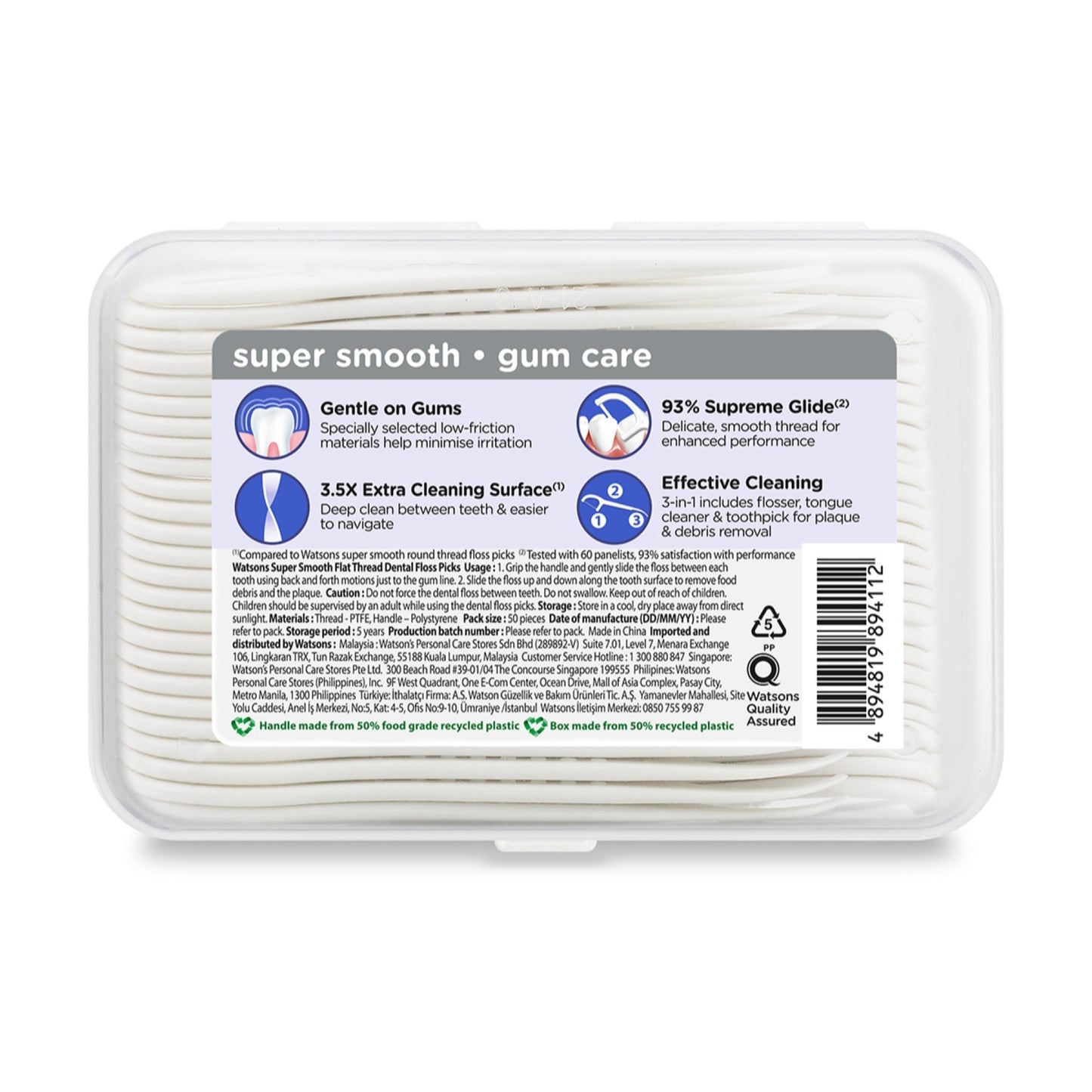 Watsons Super Smooth Flat Thread Dental Floss Picks