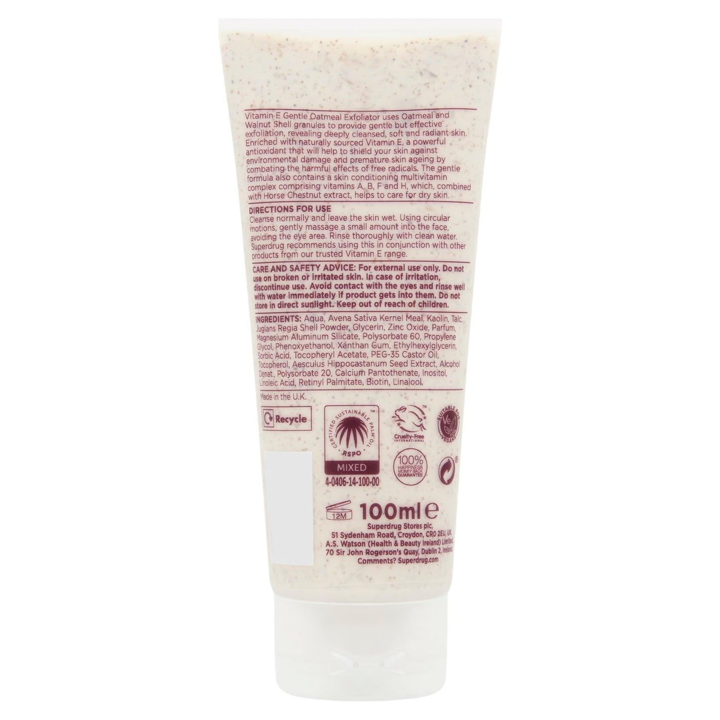 Superdrug Vitamin E Facial Scrub 100ml Rspo
