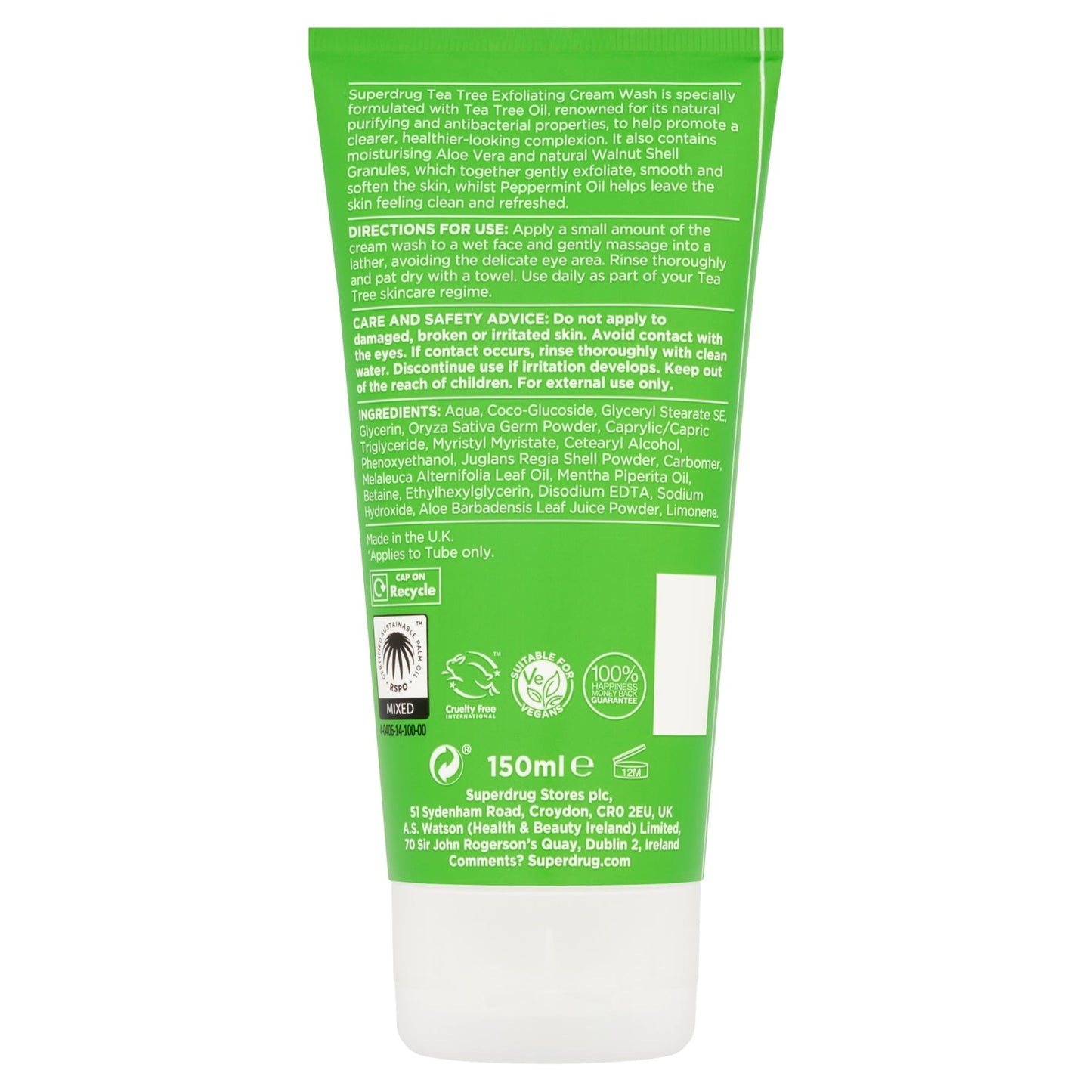 Superdrug Tea Tree Exfoliating Cream Wash 150m