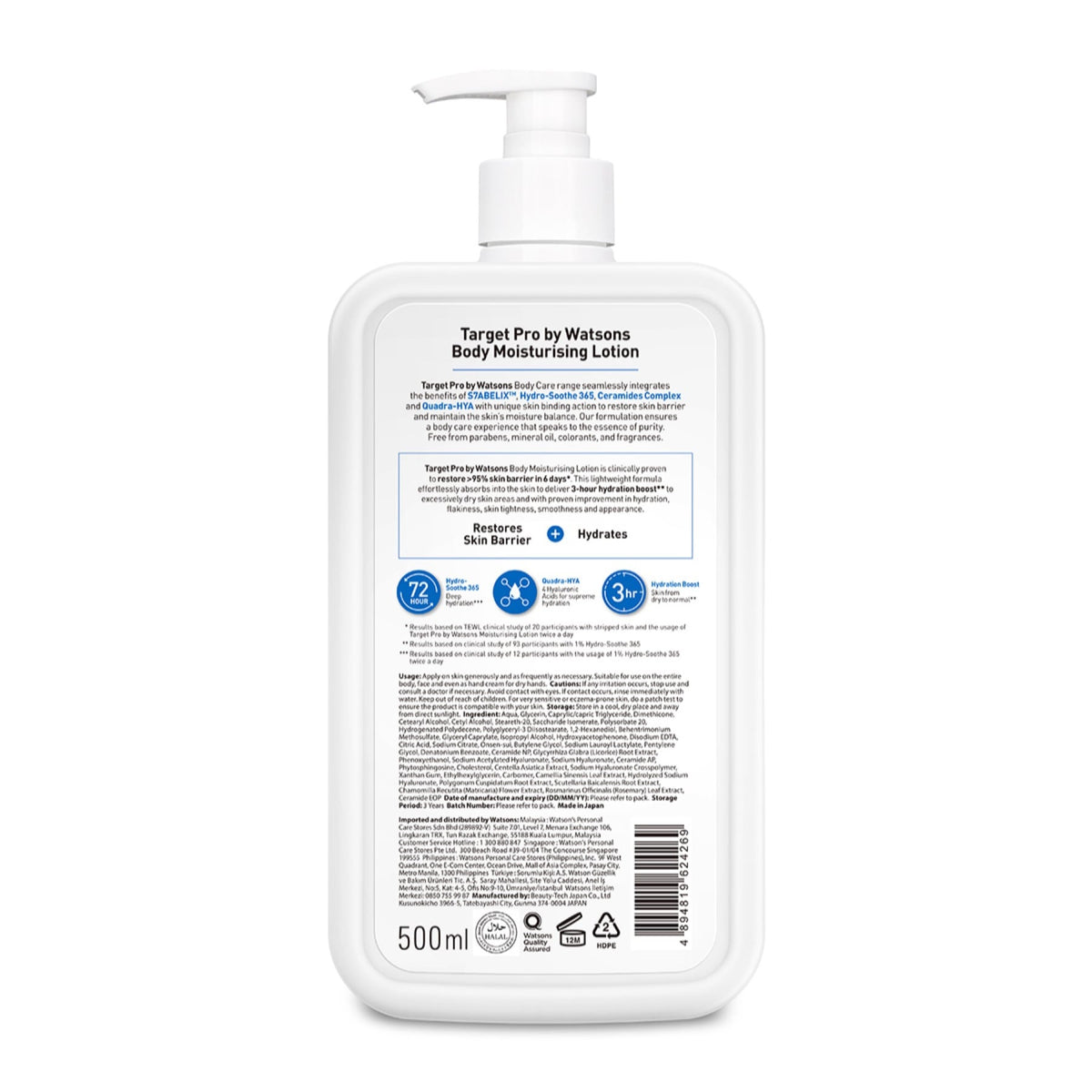 Target Pro By Watsons Moisturising Face & Body Lotion 500ml
