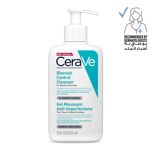 CeraVe Blemish Control Cleanser Face Wash for Acne & Blemish-Prone Skin with 2% Salicylic Acid, Niacinamide & Ceramides 236ml