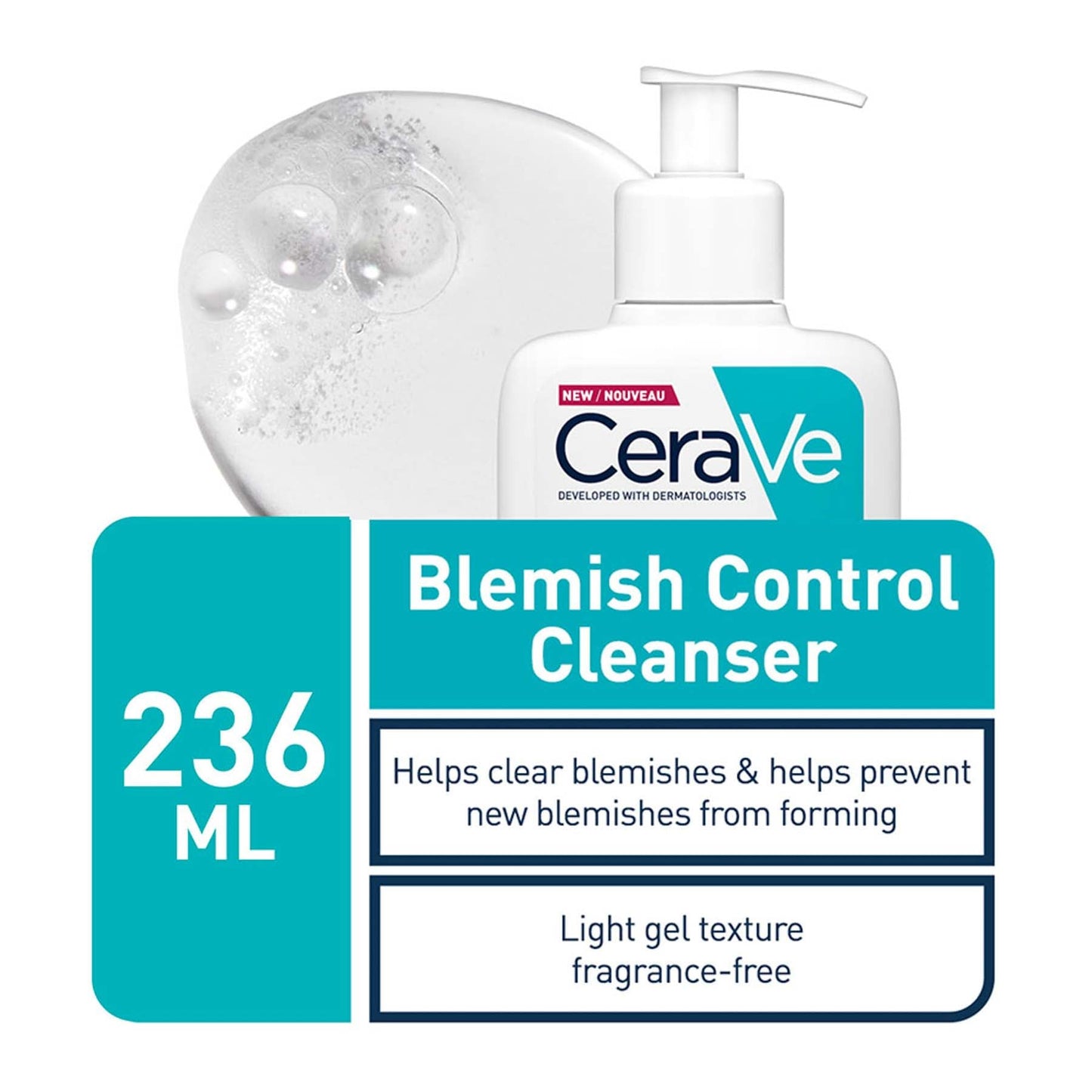 Cerave Blemish Control Cleanser Face Wash for Acne & Blemish Prone Skin With 2% Salicylic Acid, Niacinamide and Ceramides 236 Ml