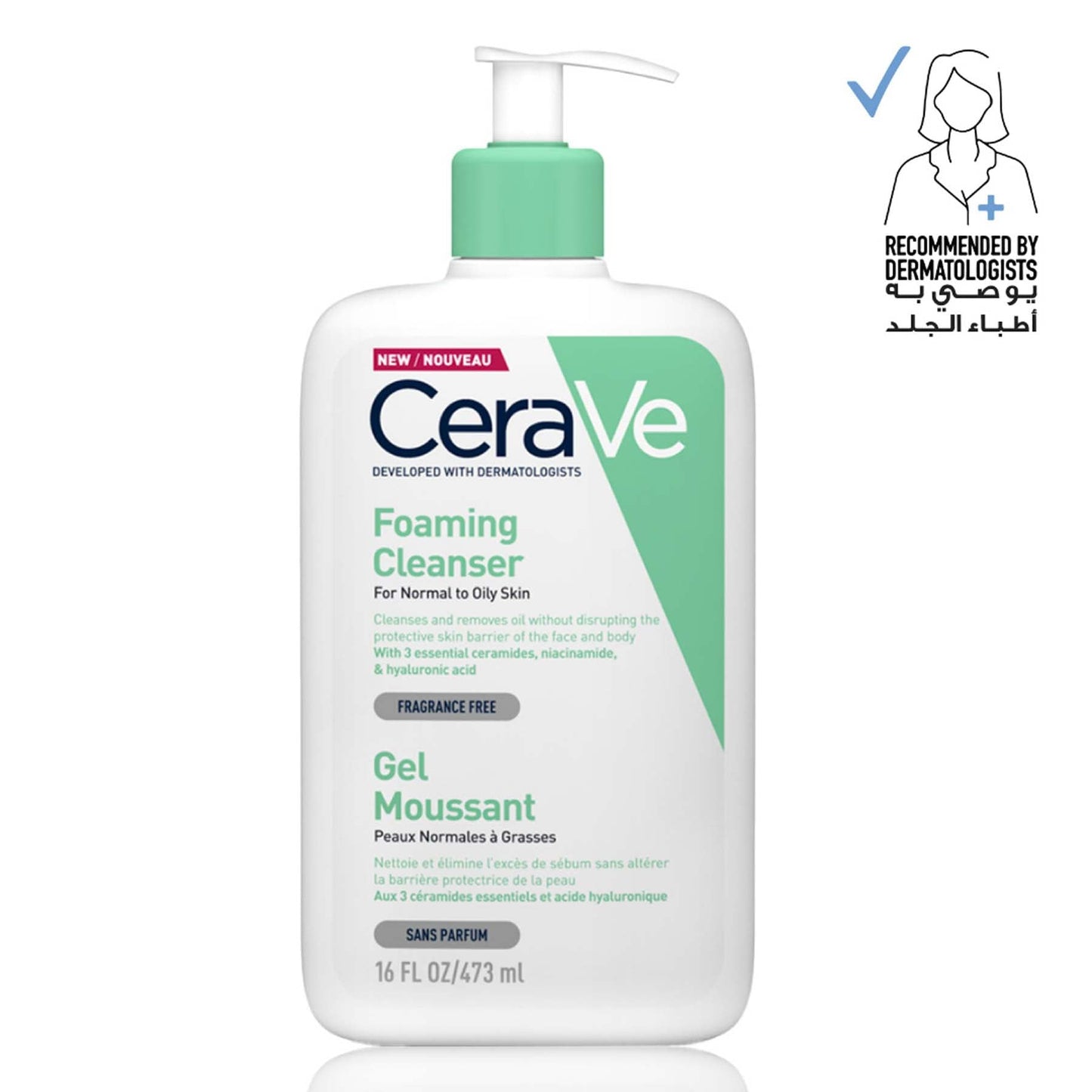 CeraVe Foaming Cleanser for Normal to Oily Skin with Hyaluronic Acid 473ml