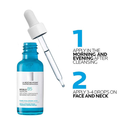 La Roche-posay Hyalu B5 Pure Hyaluronic Acid Serum for Face, Vitamin B5 + Hyaluronic Acid + Madecassoside, Hydrating Serum