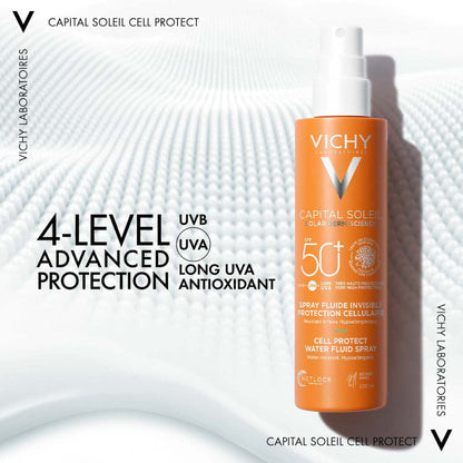 Vichy Capital Soleil Invisible Fluid Sunscreen Spray SPF50+ for Face and Body 200ml