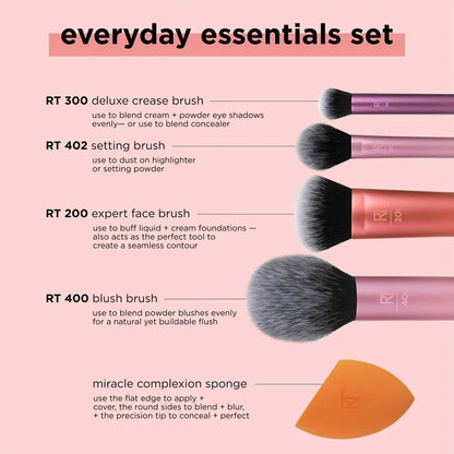 Real Techniques Everyday Essentials + Sponge Kit, 6 Piece Set