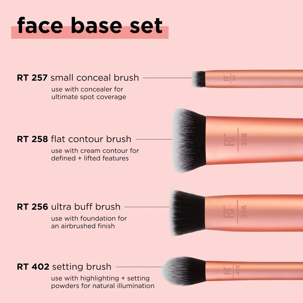 Real Techniques Face Base Makeup Brush Kit, 4 Piece Set