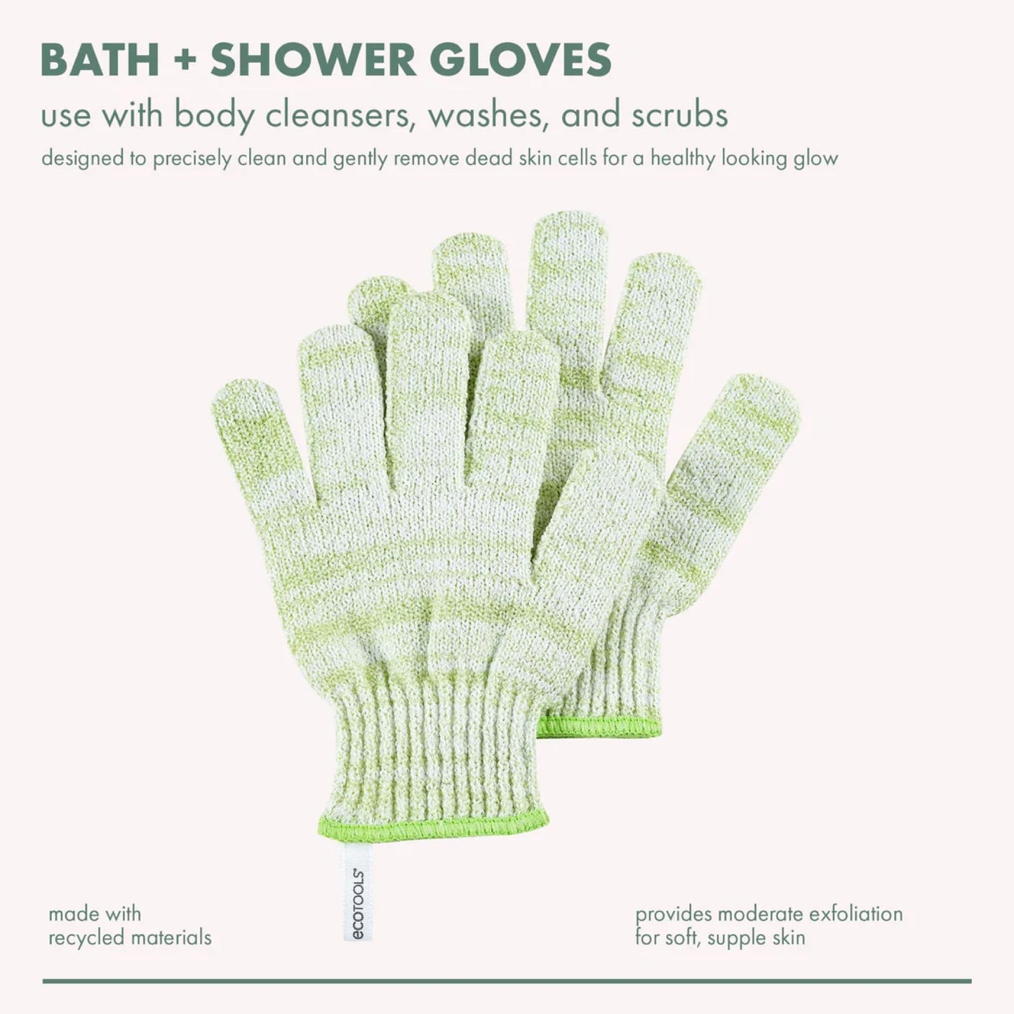 EcoTools Recycled Exfoliating Bath & Shower Gloves Green 1 Pair