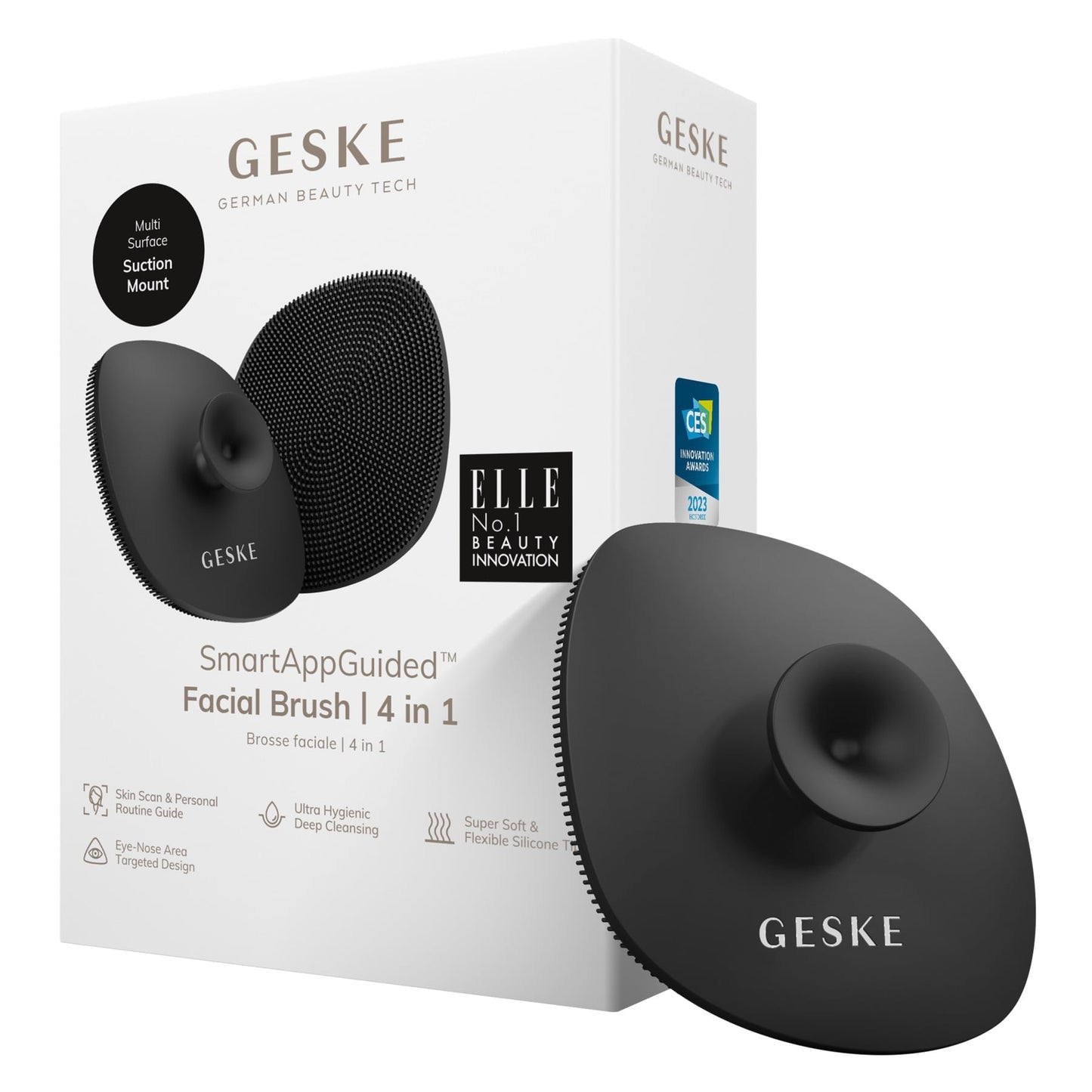 Geske Facial Brush 4-in-1 Soft Silicone Gray
