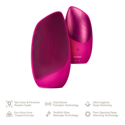 Geske Sonic Thermo Facial Brush 6-in-1 Heated Cleansing Brush Magenta