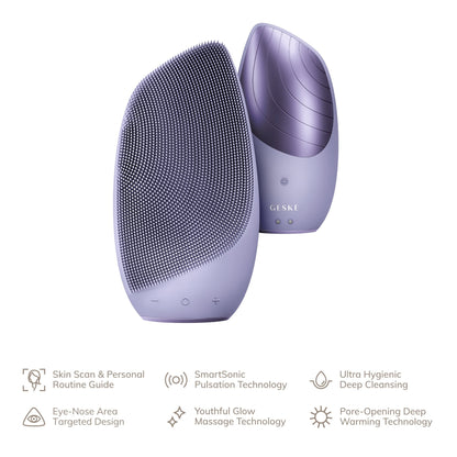 Geske Sonic Thermo Facial Brush 6-in-1 Heated Cleansing Brush Purple