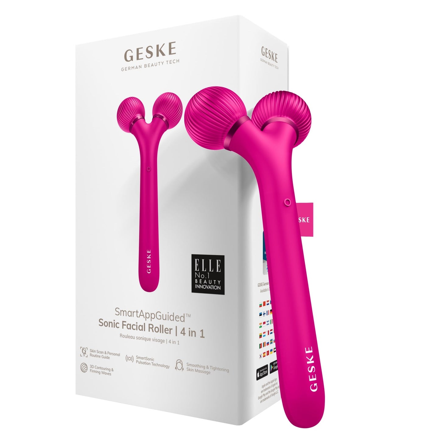 Geske Sonic Facial Roller 4-in-1 Facial Dermasmooth Stimulator Magenta
