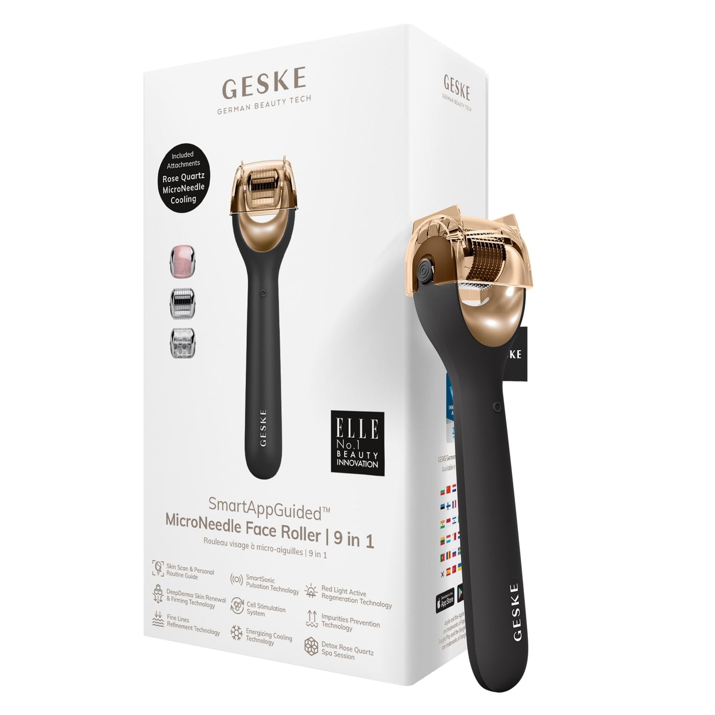 Geske Micro Needle Face Roller 9-in-1 Needle Roller Gray